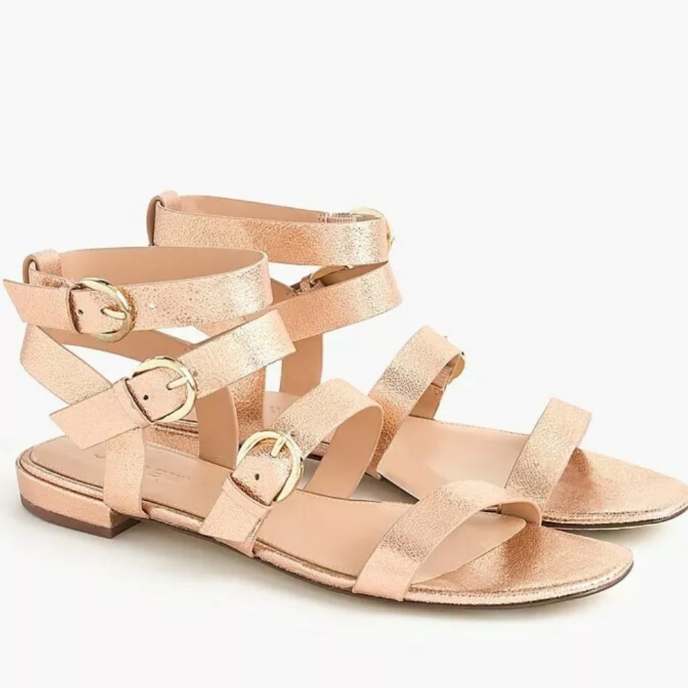J. CREW Size 9 Rose Gold Metallic Leather Gladiator Sandals